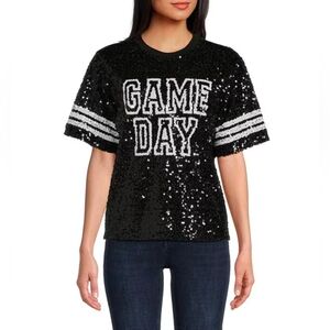 XL Short Sleeve Game Day Oversized Sequin T-Shirt